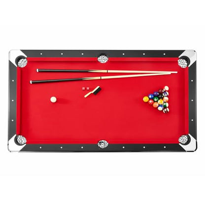 VEVOR Billiards Table, 6.3 ft Pool Table, Portable Foldable Space-Saving Table, Billiard Table Set Includes Balls, Cues, Chalks and Brush, Black with Red Cloth, Perfect for Family Game Room Kid Adult