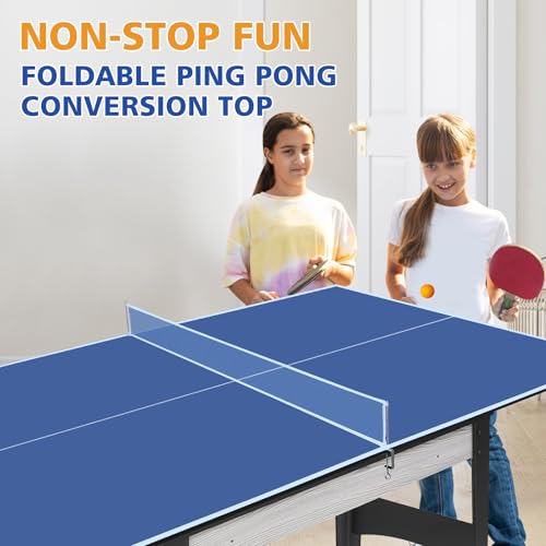 6 * 3ft Ping Pong Conversion Top, Ping Pong Table Conversion Tops, Foldable Portable Table Tennis Table Top, Table Tennis Conversion Top for Home Office, Ping Pong Top for Pool Table, Blue Mid-Size