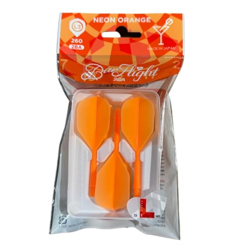 L-style BarFlight One-Piece Dart Flight and Shaft – L3 Shape – 26mm – Set of 3 - color: Neon Orange