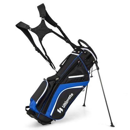 KOTEK Golf Stand Bag, 14 Way Top Divider Golf Club Bag with Cooler, 6 Zippered Pockets, Rain Hood, Adjustable Dual Shoulder Straps & Umbrella Holder, Lightweight Golf Bag for Men Women - color: Blue