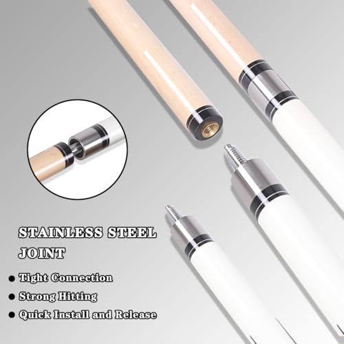 Canadian Maple Pool Cue Sticks (10mm/11.5mm/13mm), 58" 2-Piece Pool Sticks with Low Deflection Shaft,Billiard Sticks for Home, Bar, and Tournament Play - color: only cue13MM