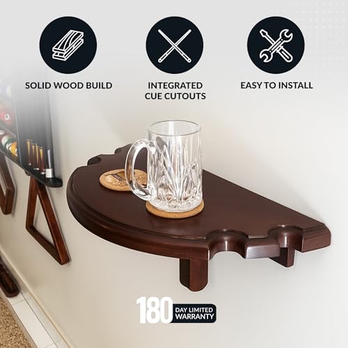 Hathaway Premium Half Moon Wall Shelf - color: Walnut Finish