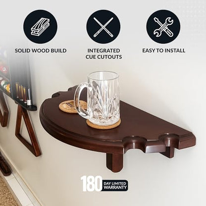 Hathaway Premium Half Moon Wall Shelf - color: Walnut Finish