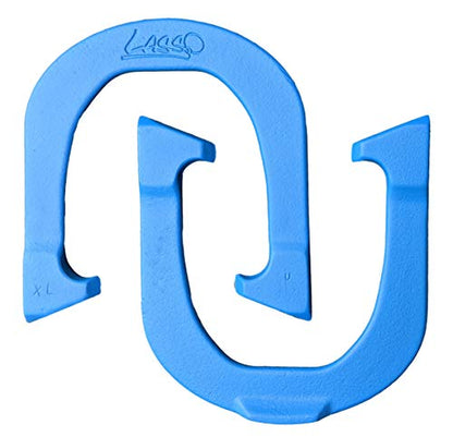 Lasso XL Lightweight Pro Pitching Horseshoes, 2.0 lbs.- USA Made - color: Red & Blue- Two Pair Set (4 Shoes)