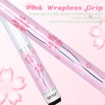CUEELF Pink Pool Cue Stick 58inches Canadian Maple Billiard Cue Sticks Professional Pool Stick Gifts for Women and Ladies - color: Pink Flower, size: 21 oz