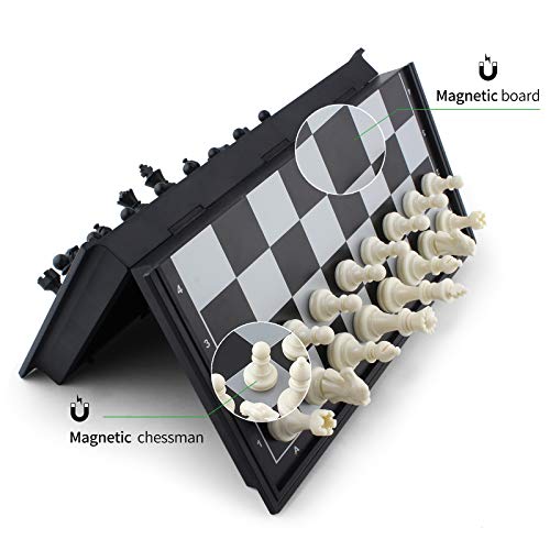 DINOBROS Magnetic Travel Chess Set with Folding Board Portable Chess Board Games Gift for Kids and Adults - style: Chess Set