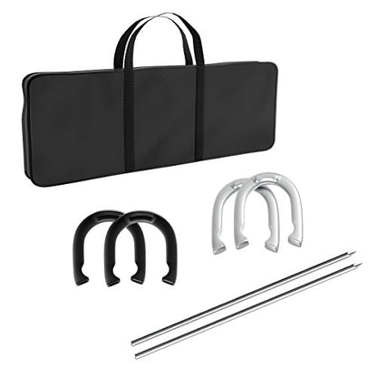 Professional Grade Horseshoe Set - Heavy-Duty Set with Carrying Bag, 4 Horse Shoes, and 2 Poles - Outdoor Games for Adults and the Whole Family by Trademark Games