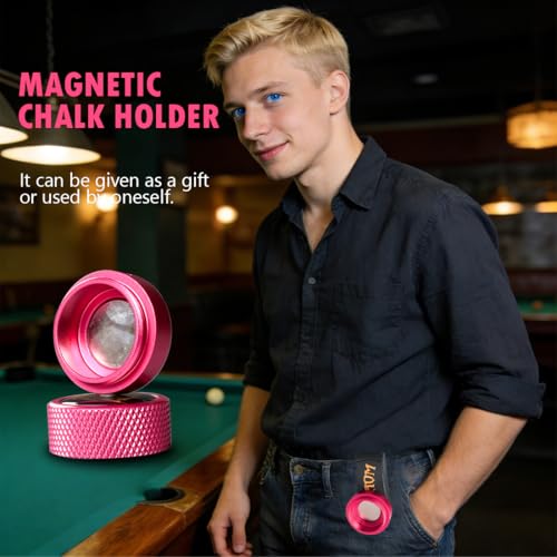 TAOM Upgrade Pool Chalk Holder Round Shaped Practical Tool Billiards Accessories Magnetic Mini Chalk Tip Case Container Round Box Billiards,Cue Tip Tool Scuffer Shaper - color: 2-Single Chalk holder-Pink