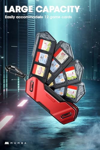 Mumba 12 Game Card Case for Nintendo Switch Game Cards, Portable and Exquisite Protective Hard Shell with 4 Layer Rotatable Holder for Nintendo Switch 2/Switch/Switch OLED/Lite (Ruddy) - color: Ruddy