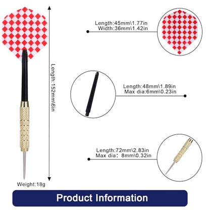 18Grams Steel Tip Darts, 18Pcs Professional Metal Tip Darts, Premium Darts Set, Standard Flights, Dart for Dartsboard, Dart for Indoor Sport