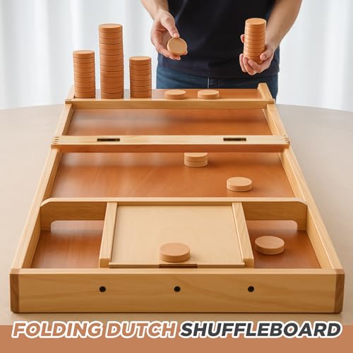 CroBlissful Folding Dutch Shuffleboard Wooden Dutch Shuffleboard with Accessories, 79" L x 16" w x 2" h
