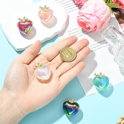 Stiesy 5 Pcs Resin 3D Heart Pendants Charms 5 Colors Rhinestone Glitter Love Heart Shape Charms Bulk for DIY Necklace Bracelet Jewelry Making - color: Heart-5pcs