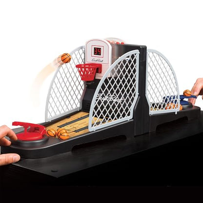 EastPoint Tabletop Movin Hoops Arcade Basketball Hoop - Black & Red, 2-Player - LED Scoreboard for Indoor Basketball Game - Spring-Loaded Launchers for Kids Toys - Durable Plastic Build for Boys Toys