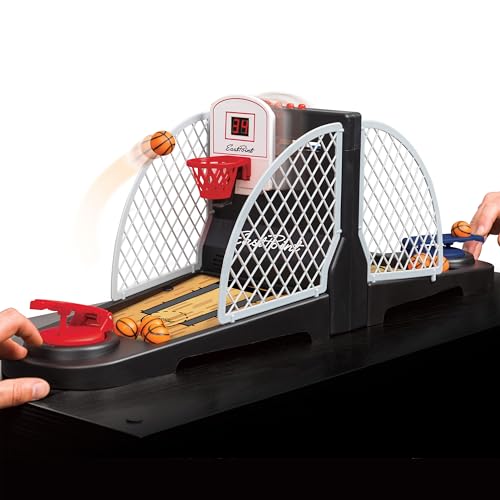 EastPoint Tabletop Movin Hoops Arcade Basketball Hoop - Black & Red, 2-Player - LED Scoreboard for Indoor Basketball Game - Spring-Loaded Launchers for Kids Toys - Durable Plastic Build for Boys Toys