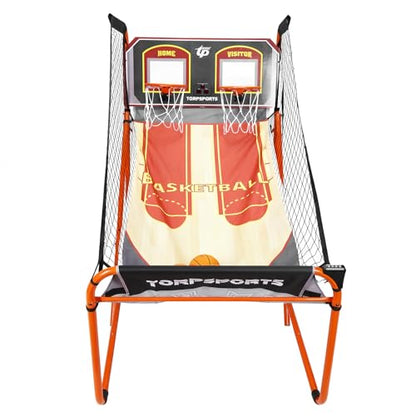 Foldable Indoor Basketball Arcade Game LED Electronic Scoring Indoor Double Electronic Basketball Machine with Steel Frame for 2 Players Home Play Adults