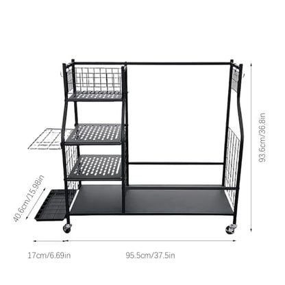 Golf Storage Organizer for Garage - Heavy Duty Stand | Extra Large Golf Storage with Wheels,for Golfers Home Basement Shed Balls Equipment Accessories Pouch