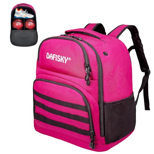 DAFISKY Bowling Ball Bag 2 Ball Bowling Backpack for Single or 2 Balls with Shoes Compartment Fits Up to US Size 15 - color: Pink