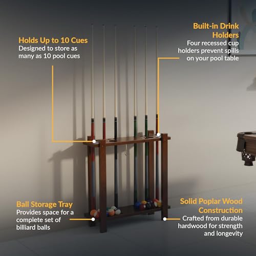 Hathaway Classic Floor Billiard Pool Cue Rack - color: Antique Walnut