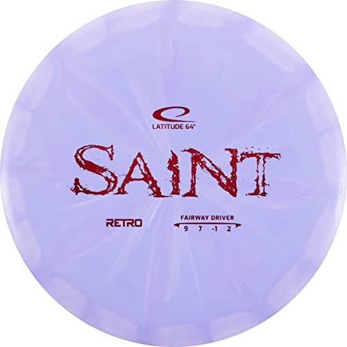 Latitude 64 Retro Saint Disc Golf Fairway Driver | Slightly Overstable Disc Golf Driver | Grippy Base Plastic | Fairway Driver Disc Golf Disc | Frisbee Golf Driver | 170g+ - color: Purple