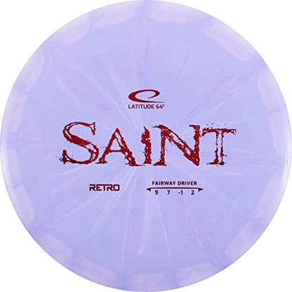 Latitude 64 Retro Saint Disc Golf Fairway Driver | Slightly Overstable Disc Golf Driver | Grippy Base Plastic | Fairway Driver Disc Golf Disc | Frisbee Golf Driver | 170g+ - color: Purple