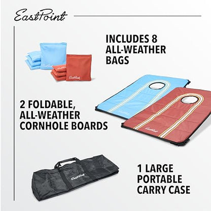 EastPoint 2’x3’ Portable Cornhole Set - Foldable Lightweight Bean Bag Toss Boards with 8 Bean Bags and Carry Bag