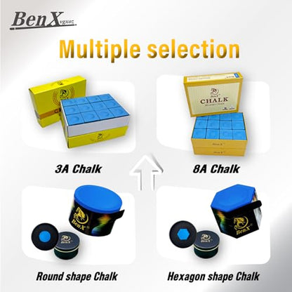 Pool Cue Chalk 24 Pack (2x12 Boxes) - Blue Billiard Chalk Cubes, High Grip Formula, Professional Tournament Grade, Mess-Free Application for Enhanced Spin & Control - style: 8A