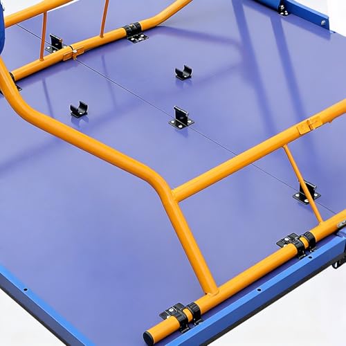 Generic Blue Folding Rolling Table Tennis Table Indoor and Outdoor Table Tennis Table, 2 Rackets, 3 Balls, 1 Net and 4 Wheels Set Behind It for Easy Movement