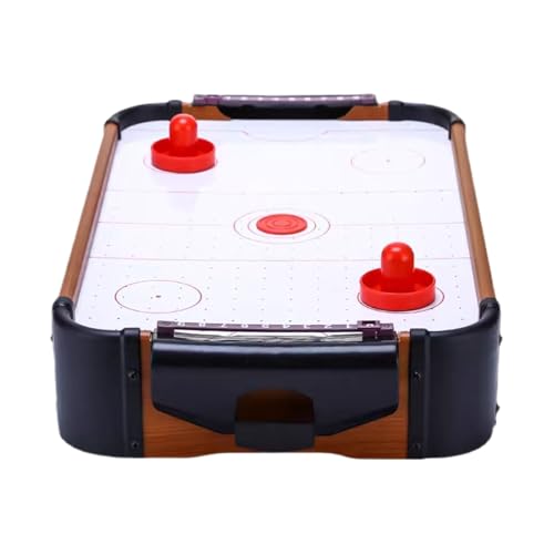 Table Air Hockey Game - Portable Wooden Mini Trampoline Game Tabletop Fun | Compact Air Hockey Desk for Adults, Family & Kids | Birthday Christmas New Year Parties for