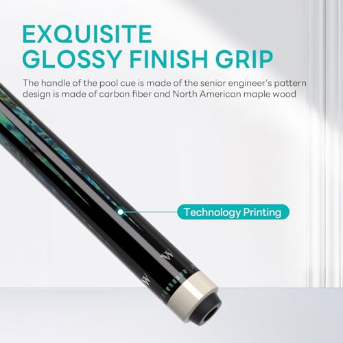 Carbon Fiber Pool Cue 58" 2-Piece Cue Stick Professional Cue Carbon Technology Low Deflection Billiard Cues（Weight can be Adjusted） - color: Aurora, size: 11.5mm