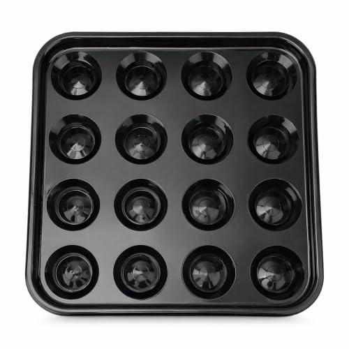 Pool Ball Tray, Billiard Ball Holder Tray, Billiards Standard Pool Ball Tray for 16 Balls, Black Plastic Pool Ball Carrying Tray for Full Set Regulation Size Billiard Balls Balls Pool Accessory