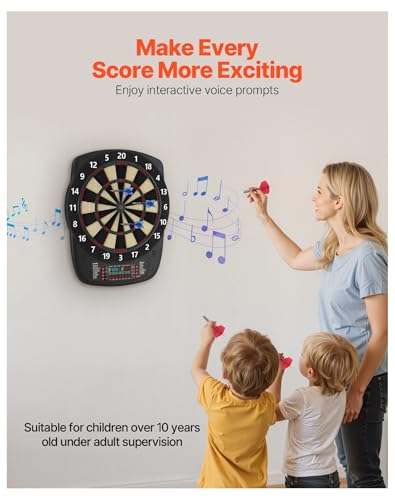 Electronic Dart Board, 13.5" Target Dartboard with 43 Games, 200+ Variations, 6 Darts & 50 Tips - LCD Scoring for Home, Game Room & Parties
