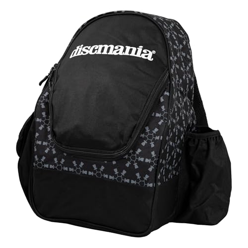 Discmania Fanatic Go Disc Golf Backpack | 18 Capacity + Top Pocket for 2 Putters | Lightweight, Durable Disc Golf Bag | Tall Side Pocket, Bottle Holder | Padded Straps & Water-Resistant Shell - color: Black