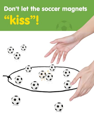 Soccer Magnetic Game with String & 20 Football-Shaped Stones – Fun Puzzle Strategy Games for Family Game Night, Party, Travel & Camping – 2 Player Games for Kids & Adults, Great Gift