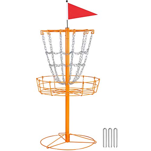 Topeakmart Disc Sports 12-Chain Disc Golf Basket Target Portable Golf Practice Set for Outdoor Indoor - color: Orange
