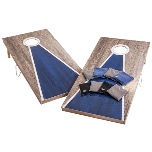 Triumph LED Keyhole 2x4 Cornhole Set – Regulation Light-Up Boards with Edge & Hole LEDs, 8 Weather-Resistant Toss Bags & Built-in Storage – Outdoor Lawn Game for Tailgates, BBQs & Backyard Fun