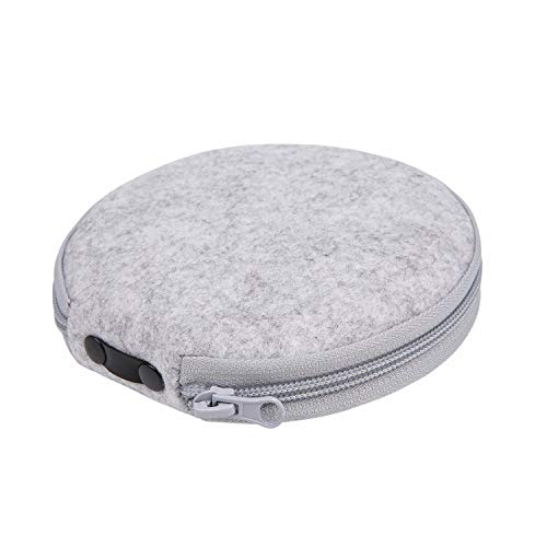 ELEZAY Small CD Case Round Felt 20 Capacity CDs Storage Wallet DVD Disc Holder,Light Grey - color: C-LightGray