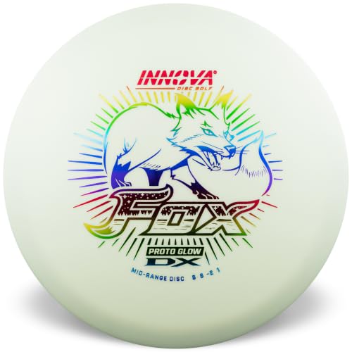 Innova Proto Glow DX Fox – Glow in the Dark Disc Golf Mid-Range Disc, Far Gliding Mid-Range Disc - size: 175-177g