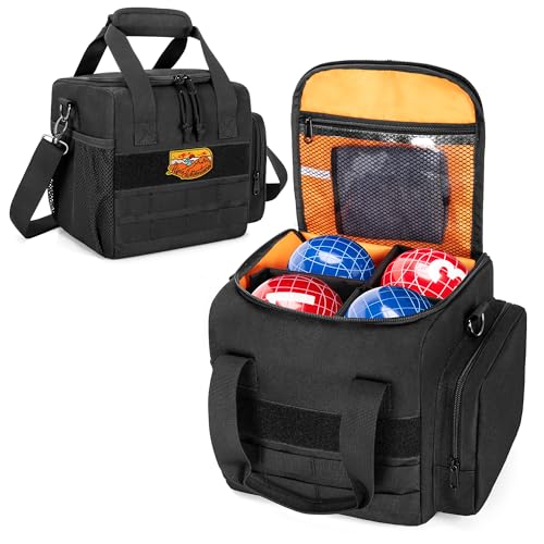 DSLEAF Bocce Ball Carry Bag for 8 Balls, Bocce Ball Storage Bag with Padded Handle and Detachable Shoulder Strap for Easy Carrying(Only Bag, Not Including Balls)