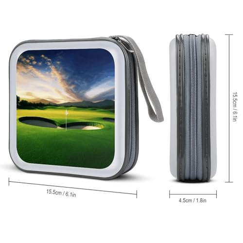 Golf Course CD Case 40 Capacity DVD Case with Zipper Disc Storage Organizer Portable CD Holder Storage Hard Plastic DVD Wallet Holder Organizer for Home Car Travel
