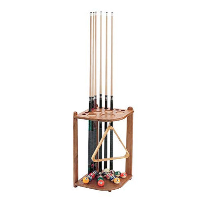 Viper by GLD Products Hardwood Corner Floor Billiard/Pool Cue Rack, Holds 10 Cues, Oak Finish, 26.25" L x 15.50" W x 15.50" H