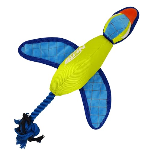 Nerf Dog 16.5in Nylon Ultraplush Crinkle Wing Launching Duck Dog Toy - Green/Light Blue - color: Green / Blue