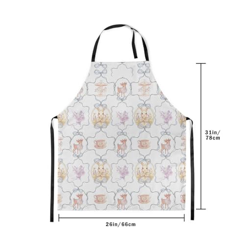 Castle Fairy Cute Rabbit Deer Kitchen Apron - color: Bow Rabbit