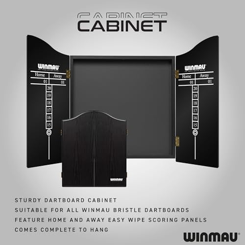 Winmau Masters Pro Dartboard - PDC Tournament Dart Board with High-Density Sisal & Ultra-Thin Wire System - Available as Board Set or Cabinet Set with Steel Tip Darts - style: Dartboard and Cabinet
