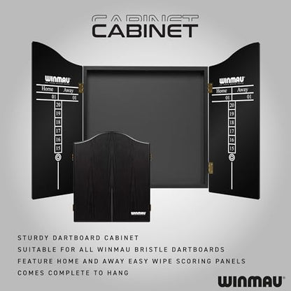 Winmau Masters Pro Dartboard - PDC Tournament Dart Board with High-Density Sisal & Ultra-Thin Wire System - Available as Board Set or Cabinet Set with Steel Tip Darts - style: Dartboard and Cabinet