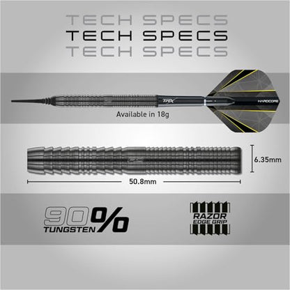 RED DRAGON Darts – Seren Onyx Series - 90% Tungsten Professional Soft tip Darts Set with Dart Flights and Dart Shafts (Stems) - Available in Four Styles - style: Seren 1