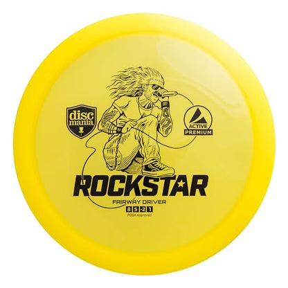Discmania Active Premium Rockstar Disc Golf Fairway Driver | Understable Disc Golf Driver | Durable Premium Plastic | Fairway Driver Disc Golf Disc | Beginner Friendly Frisbee Golf Driver (Yellow)