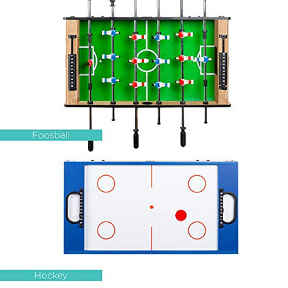 Best Choice Products Multi-Game Table Series – Interactive Game Tables for Kids with Foosball, Air Hockey, Billiards, Ping Pong & More | Childrens - color: 4-in-1 Natural