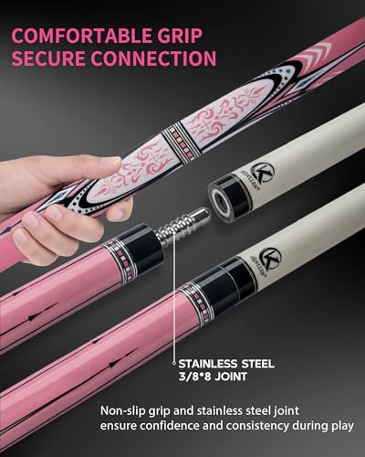 KONLLEN Maple Pool Cue Stick for Adults - Features Low Deflection Shaft, Titanium Alloy 3/8x8 Joint, and 12mm Tip - color: K-18maple
