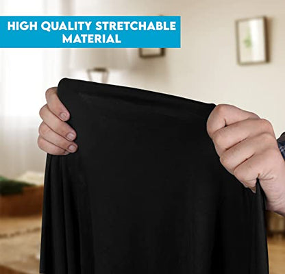 Utopia Kitchen Spandex Tablecloth 1 Pack [8FT, Black] Tight, Fitted, Washable and Wrinkle Resistant Stretch Rectangular Patio Table Cover for Event, Wedding, Banquet & Parties [96Lx30Wx30H Inch] - color: Black, size: 8 Feet - 1 Pack