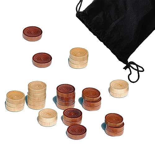 30 Pieces of Checkers just one Game- Wooden Chess Pieces only-Checkers Pieces - color: Brown and White, size: 25MM